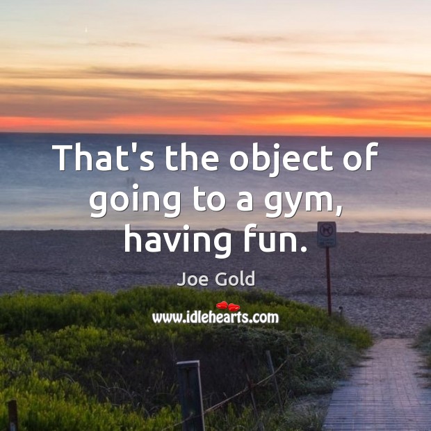 That’s the object of going to a gym, having fun. Joe Gold Picture Quote