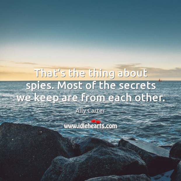 That’s the thing about spies. Most of the secrets we keep are from each other. Image