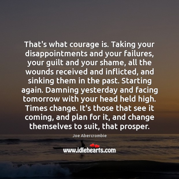 That’s what courage is. Taking your disappointments and your failures, your guilt 