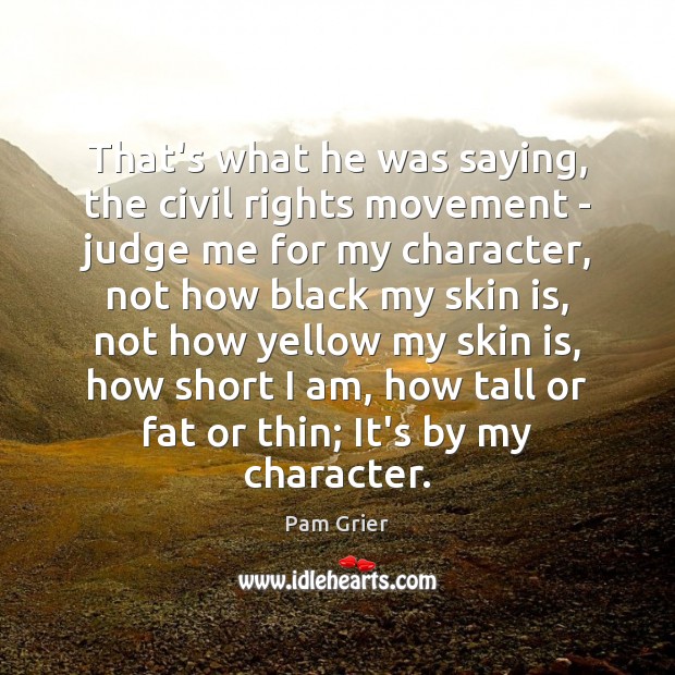 That’s what he was saying, the civil rights movement – judge me Pam Grier Picture Quote