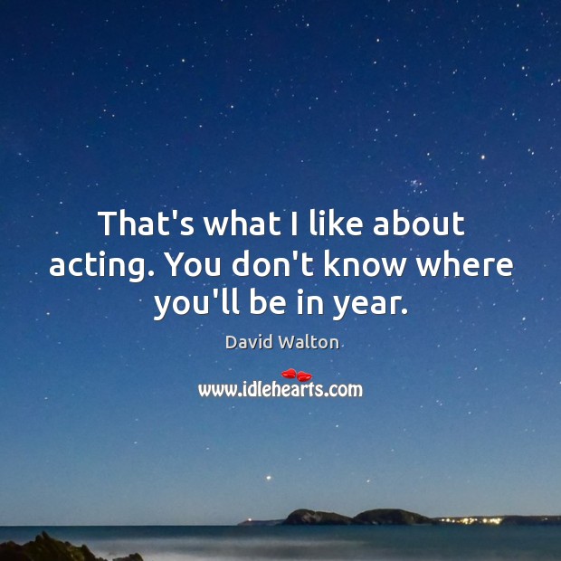 That’s what I like about acting. You don’t know where you’ll be in year. David Walton Picture Quote