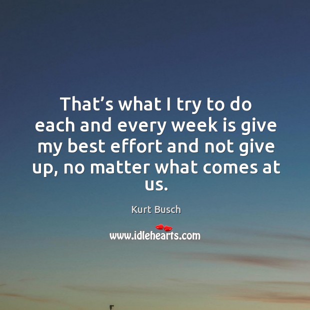 That’s what I try to do each and every week is give my best effort and not give up, no matter what comes at us. Image