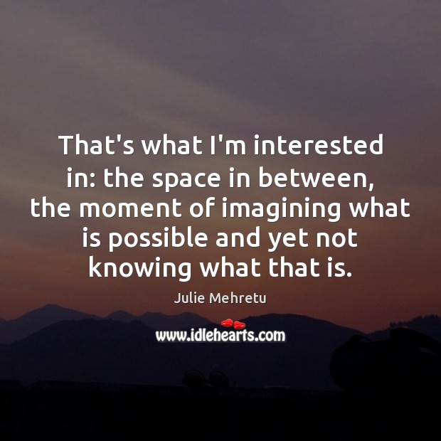 That’s what I’m interested in: the space in between, the moment of Julie Mehretu Picture Quote