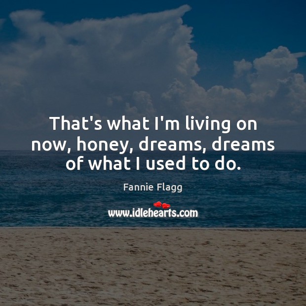 That’s what I’m living on now, honey, dreams, dreams of what I used to do. Fannie Flagg Picture Quote
