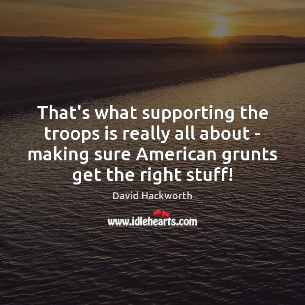 That’s what supporting the troops is really all about – making sure David Hackworth Picture Quote