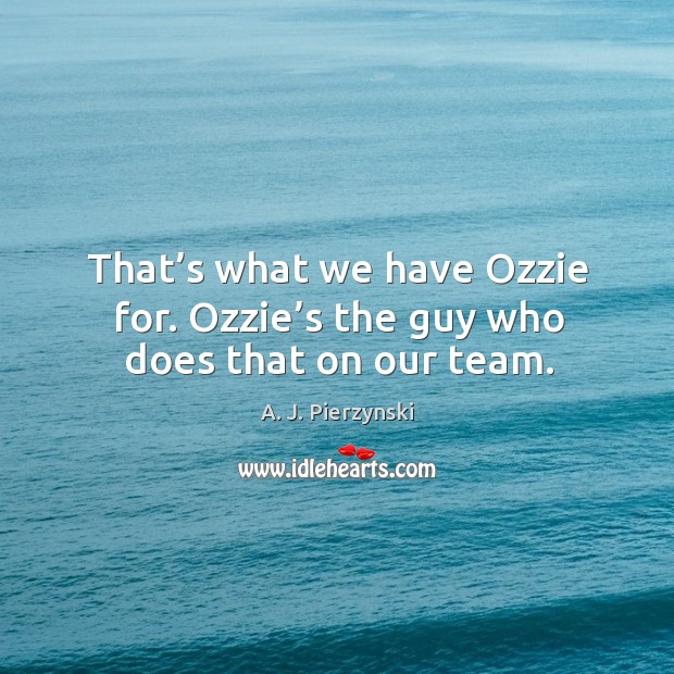 That’s what we have ozzie for. Ozzie’s the guy who does that on our team. Image
