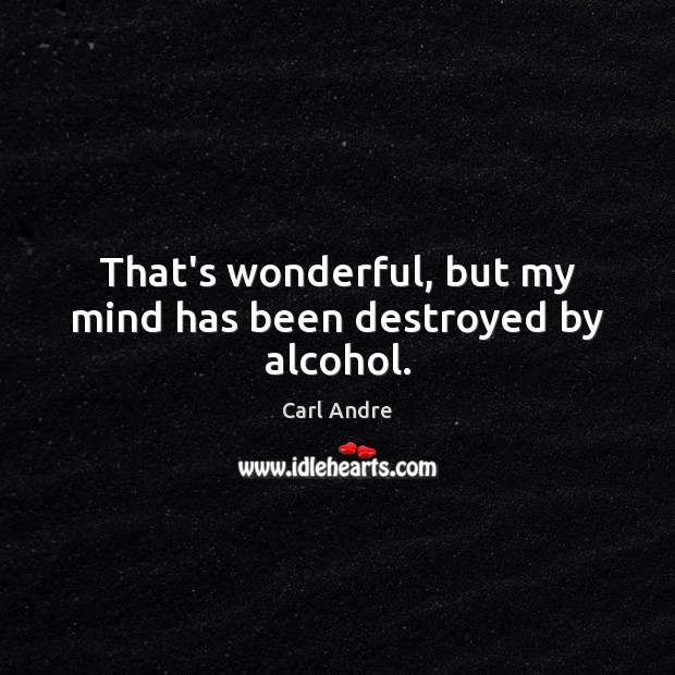 That’s wonderful, but my mind has been destroyed by alcohol. Carl Andre Picture Quote