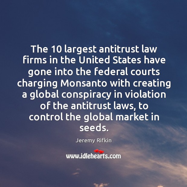 The 10 largest antitrust law firms in the united states have gone into Jeremy Rifkin Picture Quote