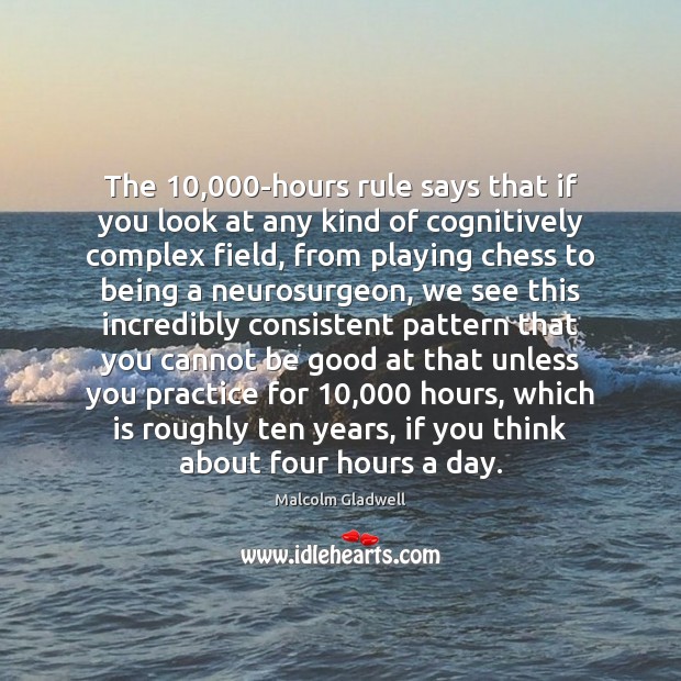The 10,000-hours rule says that if you look at any kind of Malcolm Gladwell Picture Quote