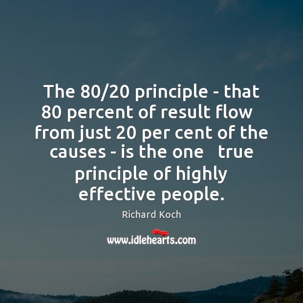The 80/20 principle – that 80 percent of result flow   from just 20 per cent Richard Koch Picture Quote