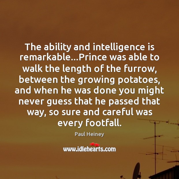 The ability and intelligence is remarkable…Prince was able to walk the Intelligence Quotes Image