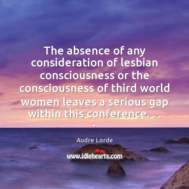 The absence of any consideration of lesbian consciousness or the consciousness of Image