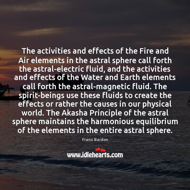 The activities and effects of the Fire and Air elements in the Franz Bardon Picture Quote