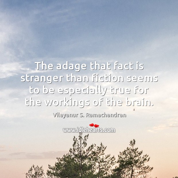 The adage that fact is stranger than fiction seems to be especially Vilayanur S. Ramachandran Picture Quote