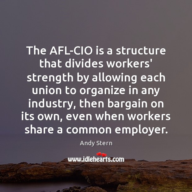 The AFL-CIO is a structure that divides workers’ strength by allowing each Andy Stern Picture Quote