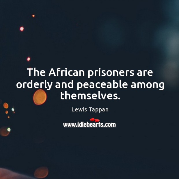 The african prisoners are orderly and peaceable among themselves. Lewis Tappan Picture Quote