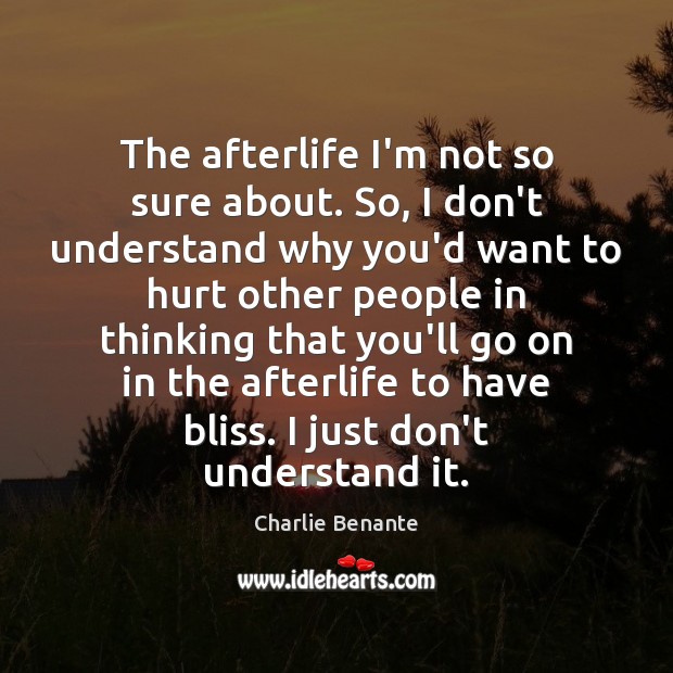 The afterlife I’m not so sure about. So, I don’t understand why Charlie Benante Picture Quote