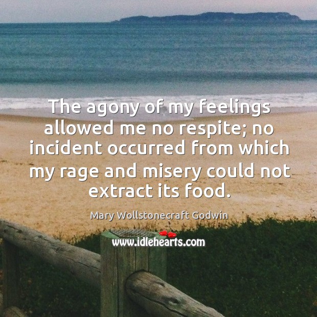 The agony of my feelings allowed me no respite; Mary Wollstonecraft Godwin Picture Quote