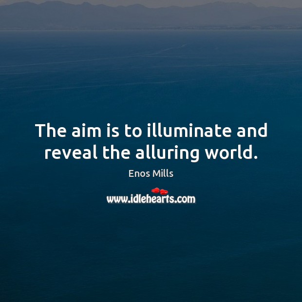 The aim is to illuminate and reveal the alluring world. Image