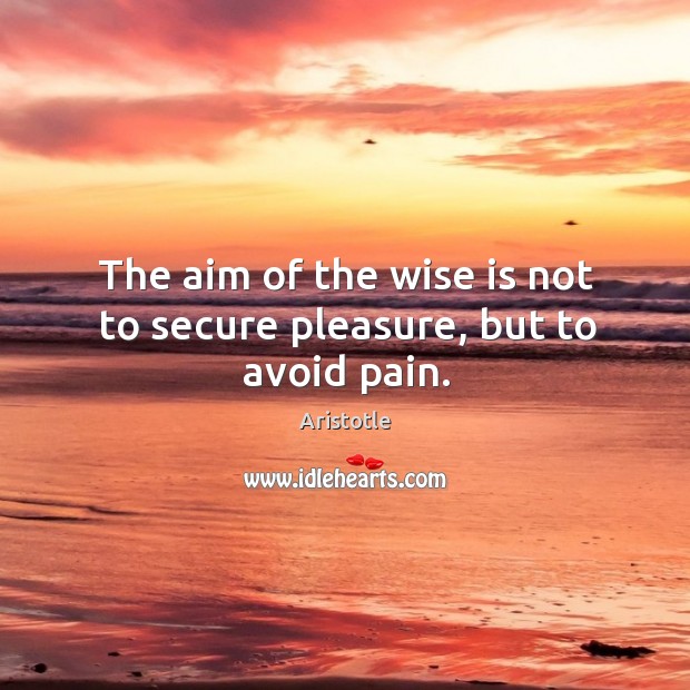 The aim of the wise is not to secure pleasure, but to avoid pain. Aristotle Picture Quote