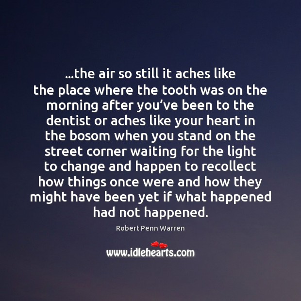 …the air so still it aches like the place where the tooth Robert Penn Warren Picture Quote
