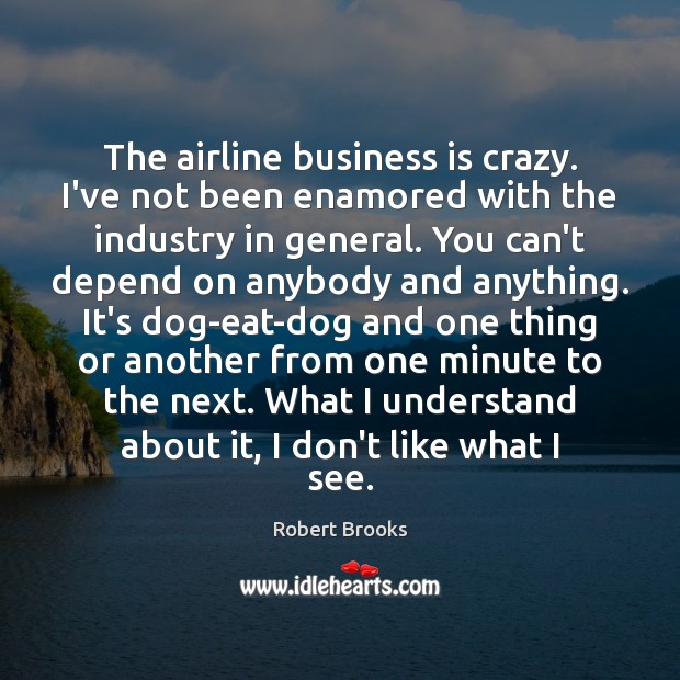 The airline business is crazy. I’ve not been enamored with the industry Robert Brooks Picture Quote