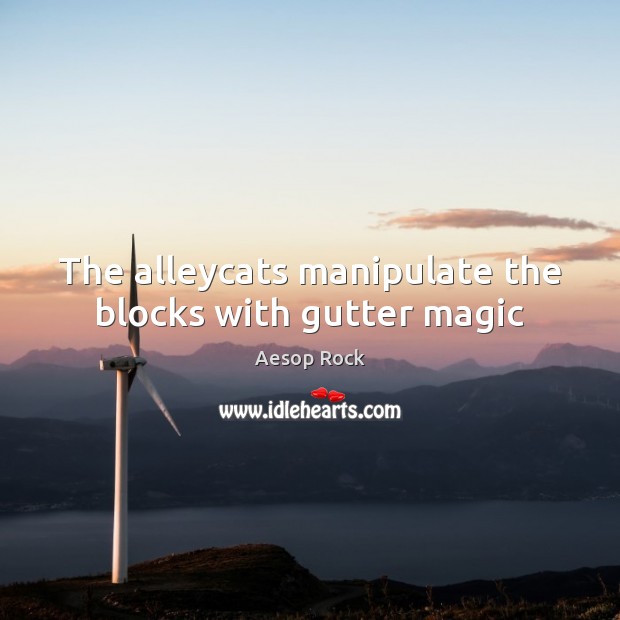 The alleycats manipulate the blocks with gutter magic Aesop Rock Picture Quote