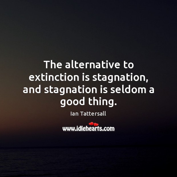 The alternative to extinction is stagnation, and stagnation is seldom a good thing. Ian Tattersall Picture Quote