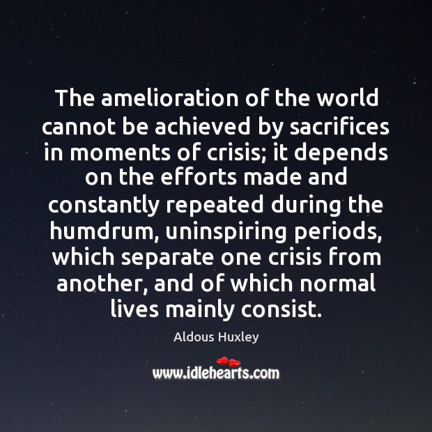 The amelioration of the world cannot be achieved by sacrifices in moments Image