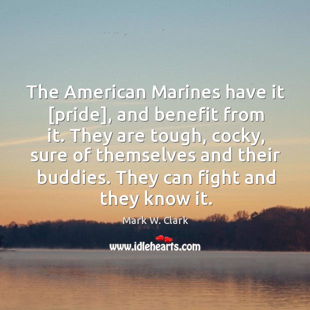 The American Marines have it [pride], and benefit from it. They are Mark W. Clark Picture Quote