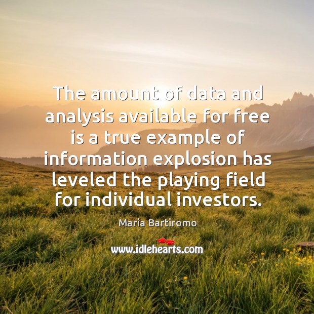 The amount of data and analysis available for free is a true example of information Image