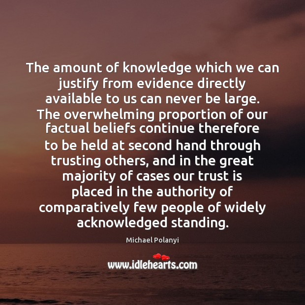 The amount of knowledge which we can justify from evidence directly available Michael Polanyi Picture Quote