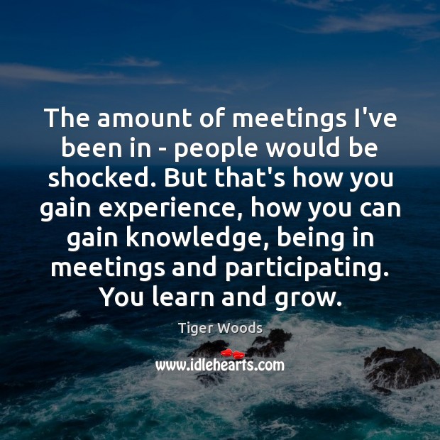 The amount of meetings I’ve been in – people would be shocked. Tiger Woods Picture Quote