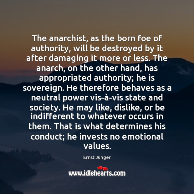 The anarchist, as the born foe of authority, will be destroyed by Image