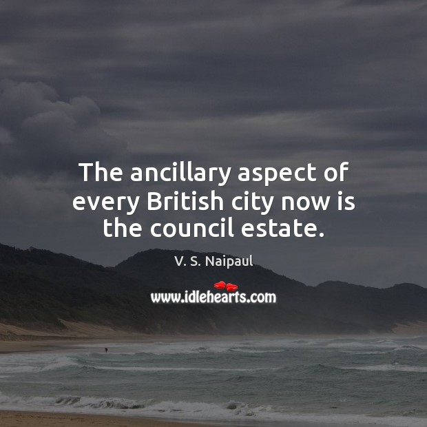 The ancillary aspect of every British city now is the council estate. V. S. Naipaul Picture Quote