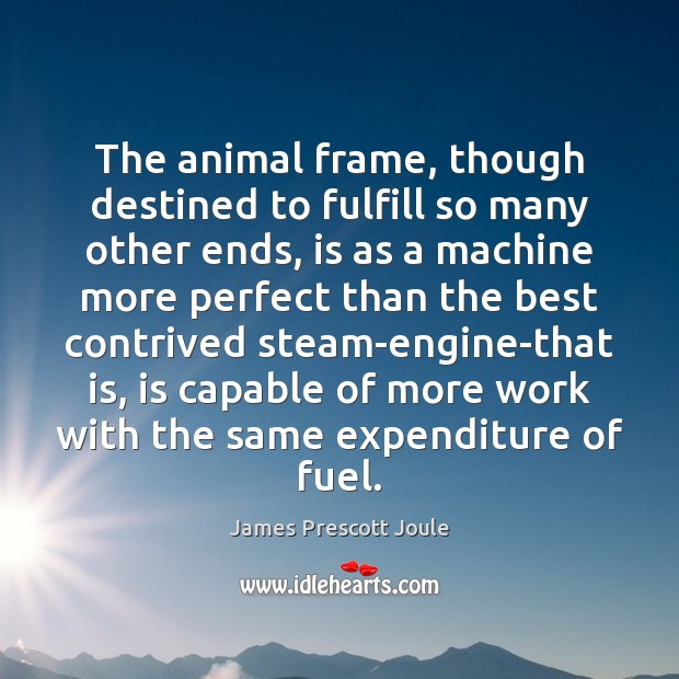 The animal frame, though destined to fulfill so many other ends, is James Prescott Joule Picture Quote
