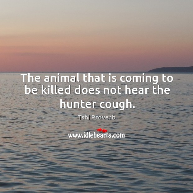 The animal that is coming to be killed does not hear the hunter cough. Image
