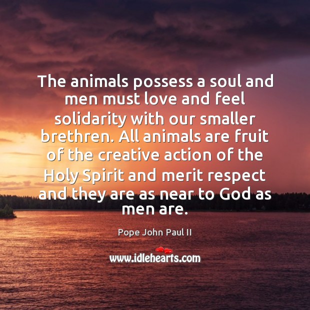 The animals possess a soul and men must love and feel solidarity Image