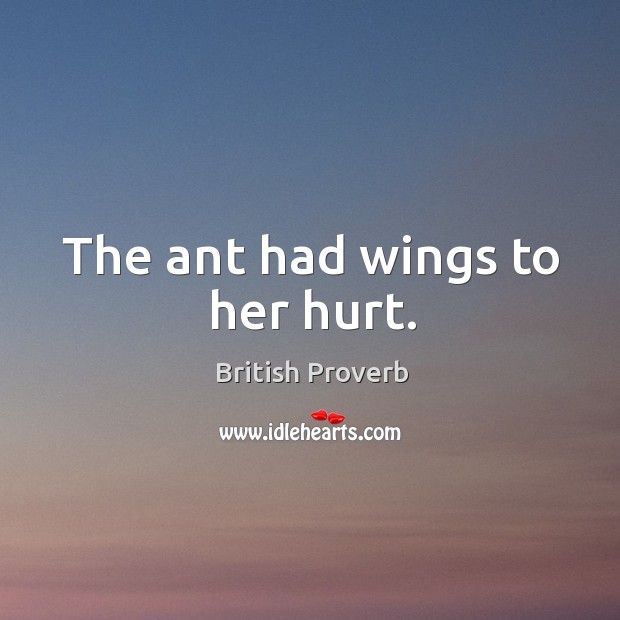 The ant had wings to her hurt. British Proverbs Image