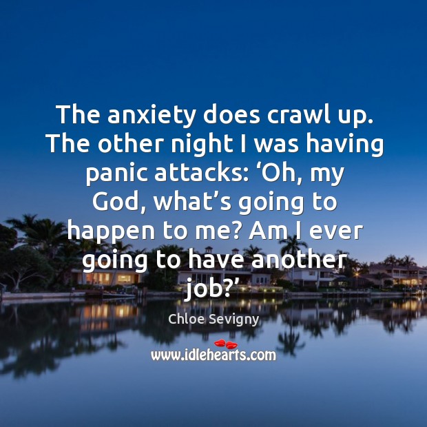 The anxiety does crawl up. The other night I was having panic attacks Chloe Sevigny Picture Quote
