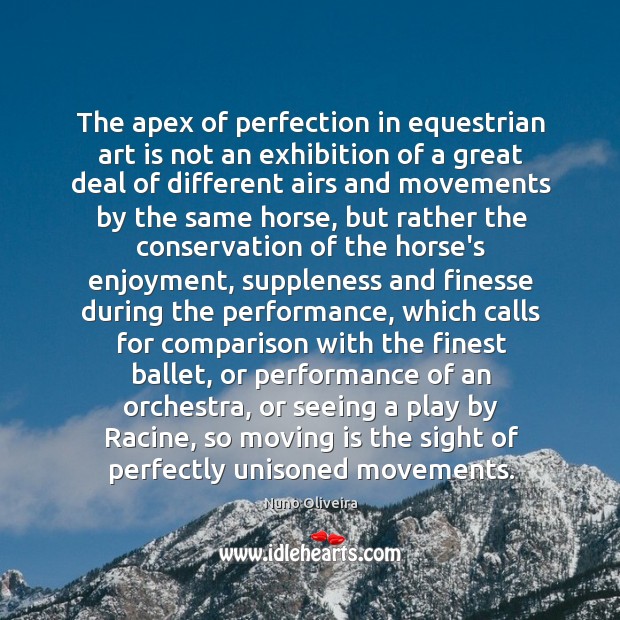The apex of perfection in equestrian art is not an exhibition of 