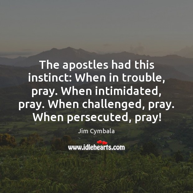 The apostles had this instinct: When in trouble, pray. When intimidated, pray. Jim Cymbala Picture Quote