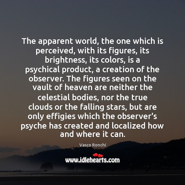 The apparent world, the one which is perceived, with its figures, its Vasco Ronchi Picture Quote