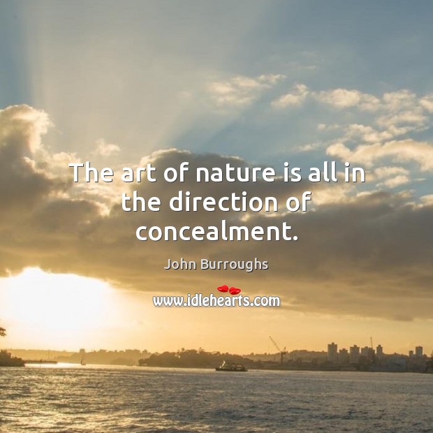 The art of nature is all in the direction of concealment. John Burroughs Picture Quote
