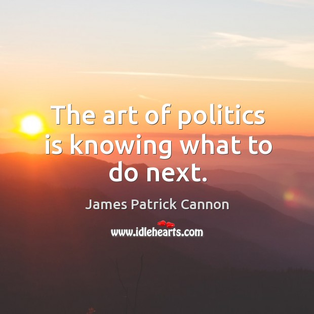The art of politics is knowing what to do next. James Patrick Cannon Picture Quote