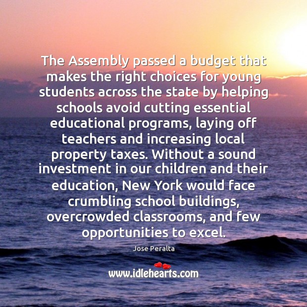 The Assembly passed a budget that makes the right choices for young Image