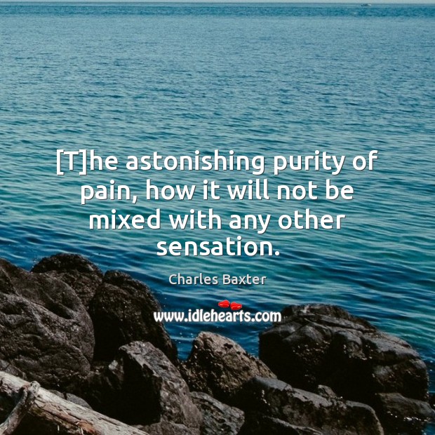 [T]he astonishing purity of pain, how it will not be mixed with any other sensation. Charles Baxter Picture Quote