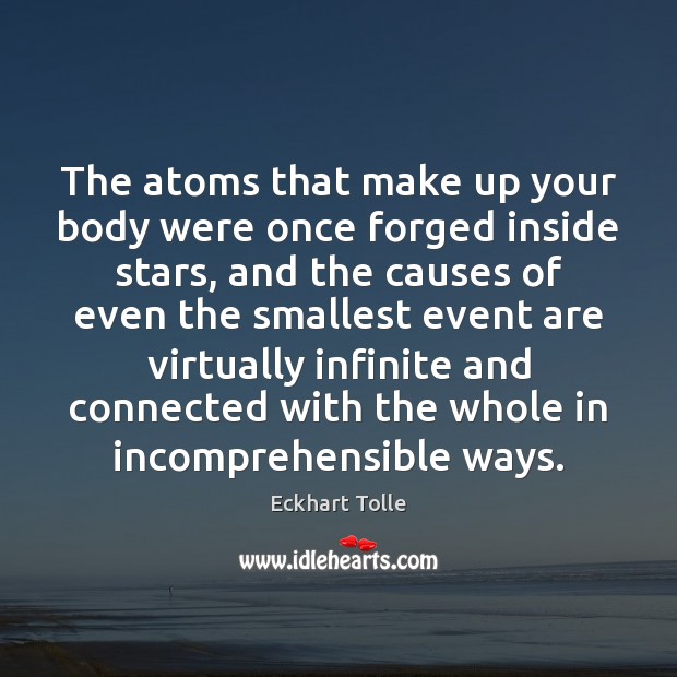 The atoms that make up your body were once forged inside stars, Eckhart Tolle Picture Quote