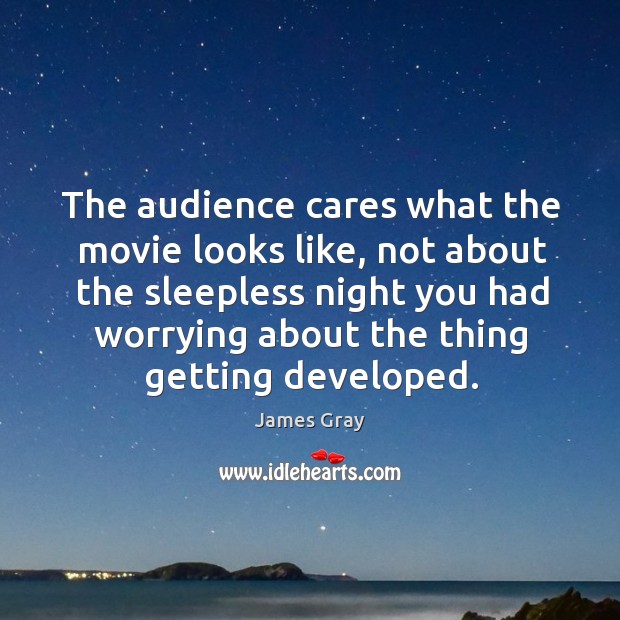 The audience cares what the movie looks like, not about the sleepless James Gray Picture Quote