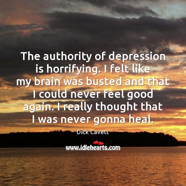 The authority of depression is horrifying. I felt like my brain was Dick Cavett Picture Quote